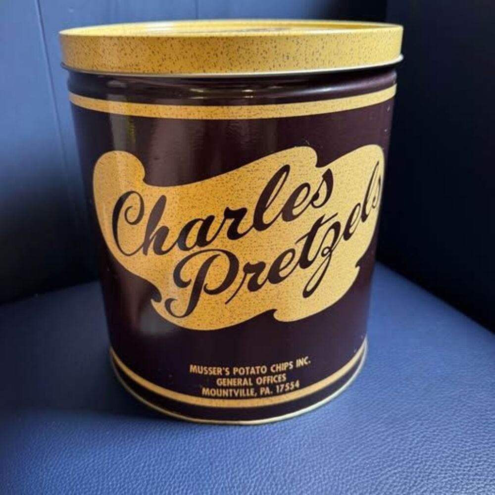 Vintage Charles Pretzels 1-Pound Tin (Mountville, PA)